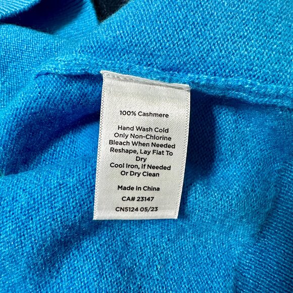 NEW | Talbots 100% Cashmere V-Neck Pullover Sweater Blue Tonal Stripes M Petite - Picture 7 of 11